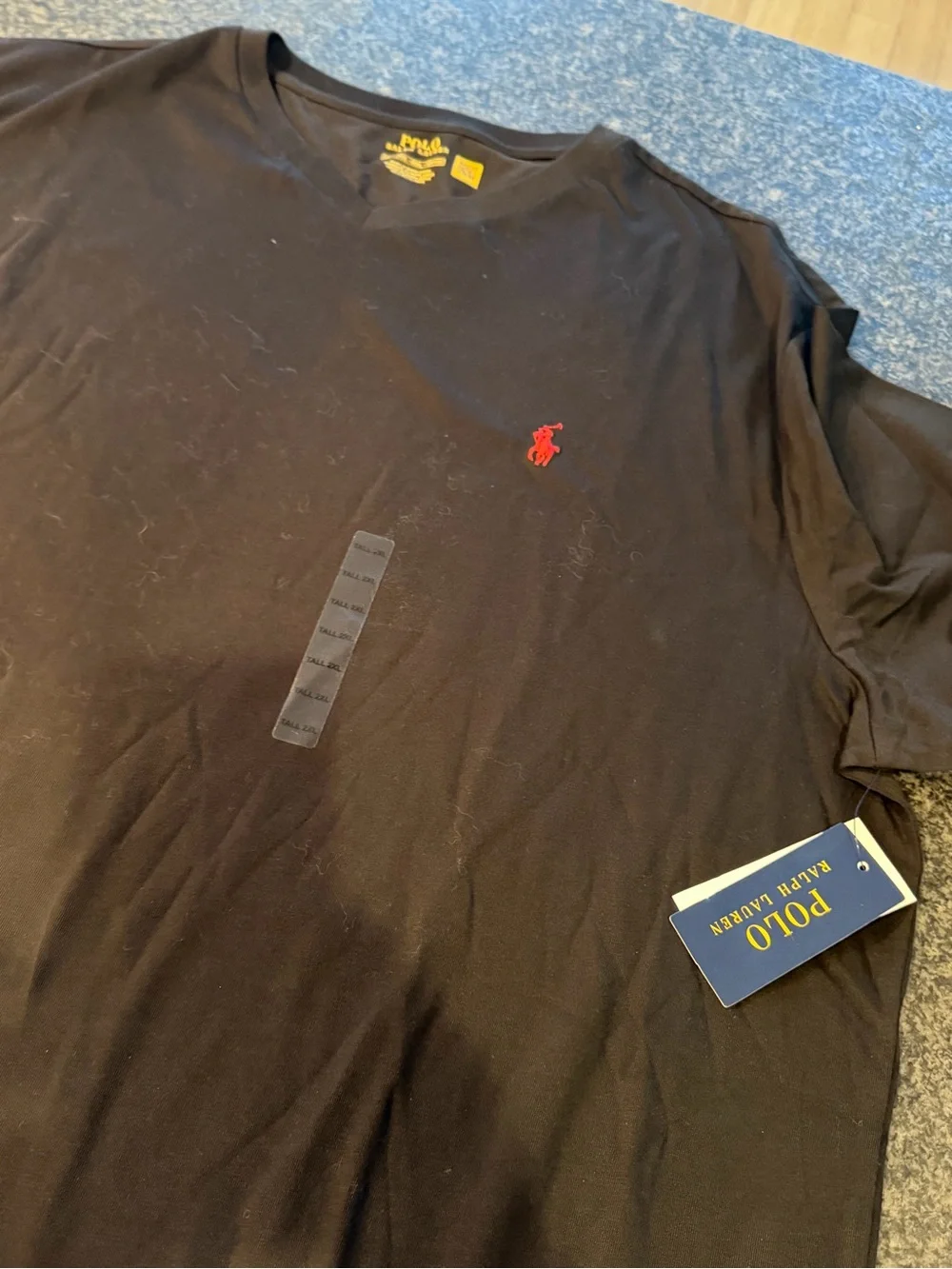 Polo by Ralph Lauren Black V-Neck Short Sleeve Tee with Red Pony Logo